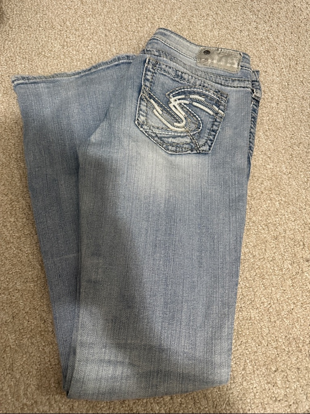 Silver Jeans Light Blue Boot Cut Jeans with Embroidered Back Pocket